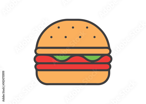 Burger icon, Burger Colorful vector Design