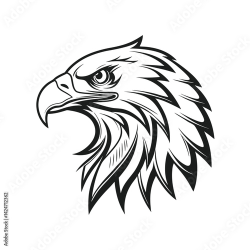 Eagle head silhouette Logo Illustration. Eagle Head silhouette Vector art Design. Black and White Eagle Head Logo, icon vector.