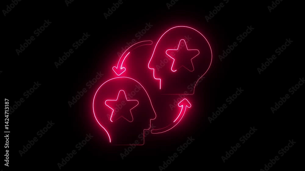 Glowing neon knowledge-transfer icon isolated on black background. HD Video motion graphic animation Glowing neon knowledge-transfer icon isolated on black background. HD Video motion graphic animation