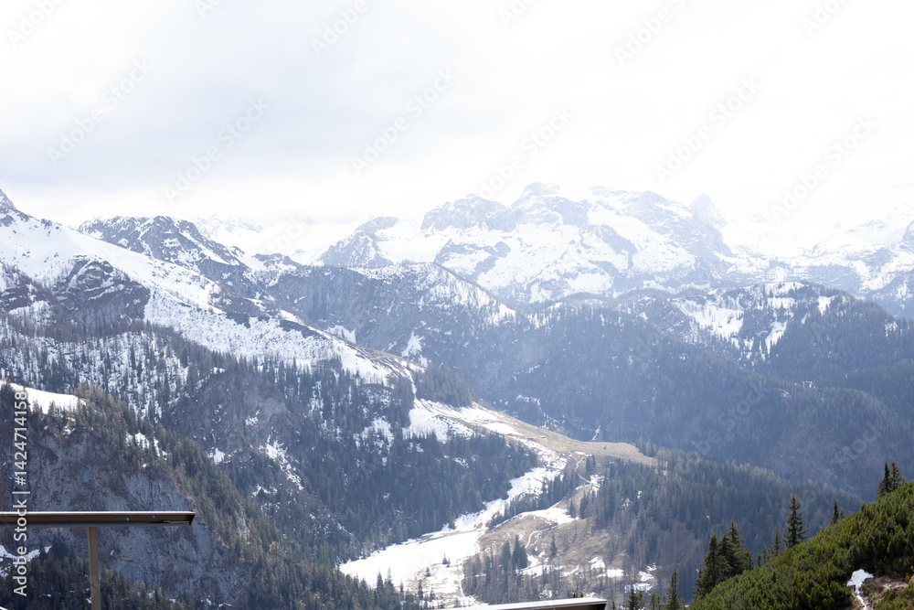 Fototapeta premium View of the snow-capped Alps mountains.