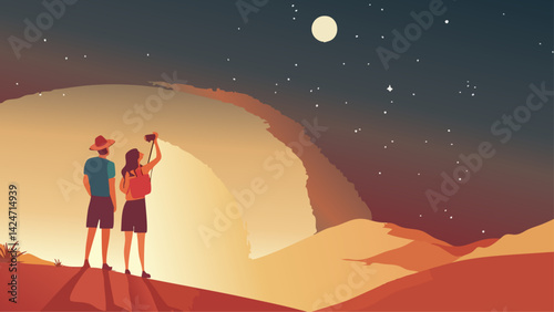 Romantic Evening for Two Watching Stars on a Quiet night