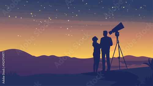 Romantic Stargazing Moment on a Quiet night with a Loved One
