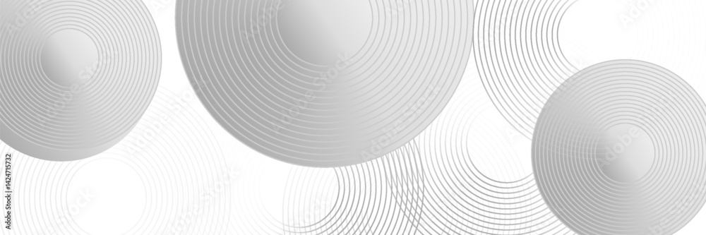 Naklejka premium abstract gray banner background with circle lines. vector