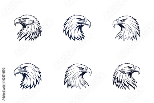 Eagle head silhouette Logo Illustration. Eagle Head silhouette Vector art Design. Black and White Eagle Head Logo, icon vector. photo
