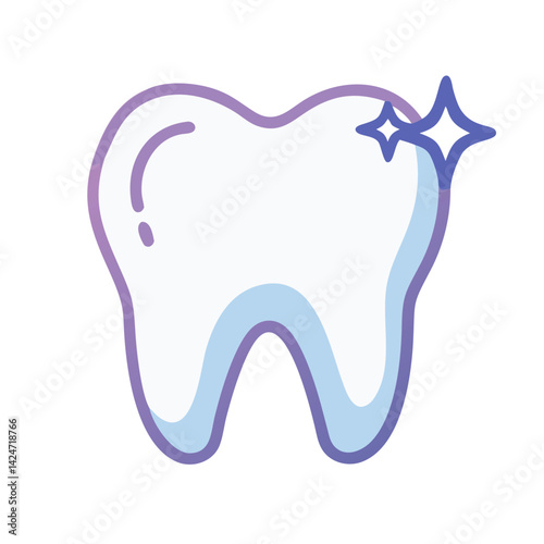 Shiny Clean Tooth Cartoon Icon Dental Care Illustration