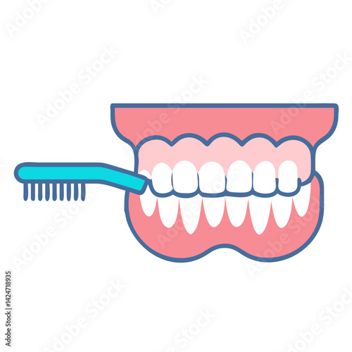 Toothbrush brushing teeth illustration for health and hygiene