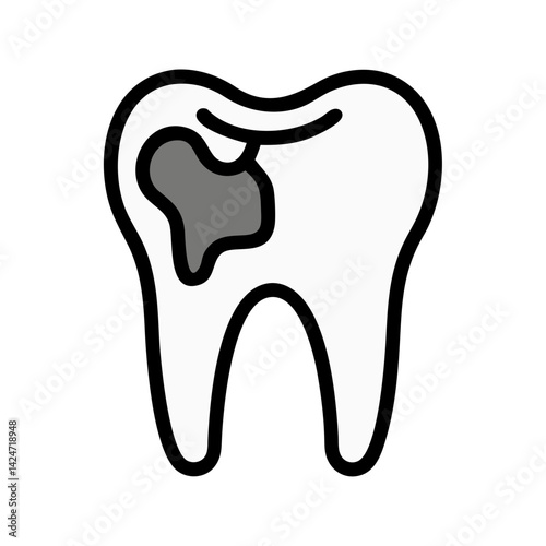 Tooth decay: Tooth with caries on a black background