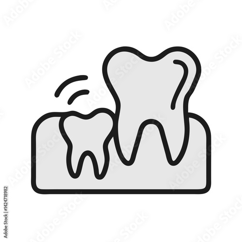 Loose Tooth Dental Health Hygiene Cartoon Icon Illustration
