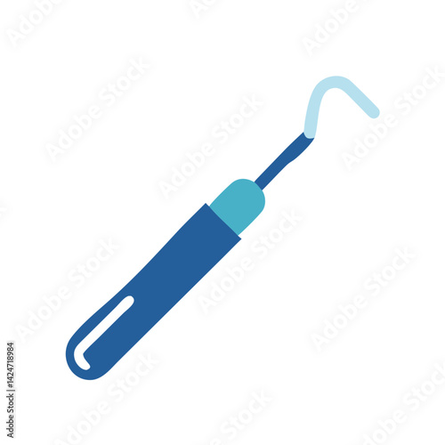 Dental Explorer Illustration: Blue Dental Tool on Black