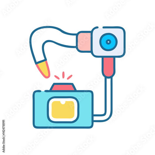 Robotic welding machine icon with robotic arm