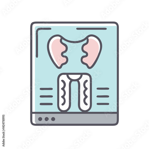 Kidney X-Ray on Device Screen for Medical Diagnosis