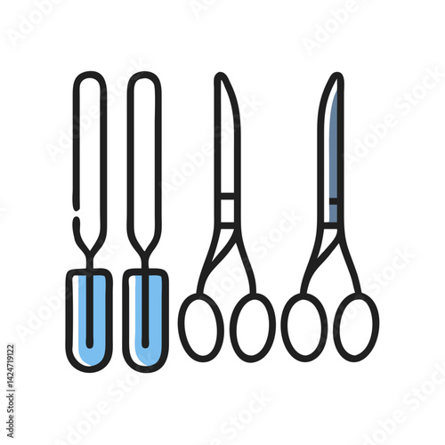 Medical instruments with forceps and retractors design elements
