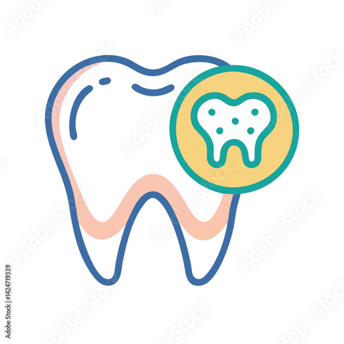 Healthy Tooth Design, Dental Care Illustration on Black Background