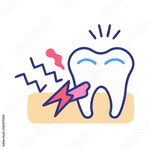 Tooth Pain and Sensitivity Icon Illustration for Dental Care