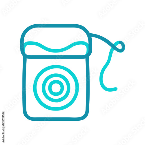Cyan Dental Floss Container and Strand on Black