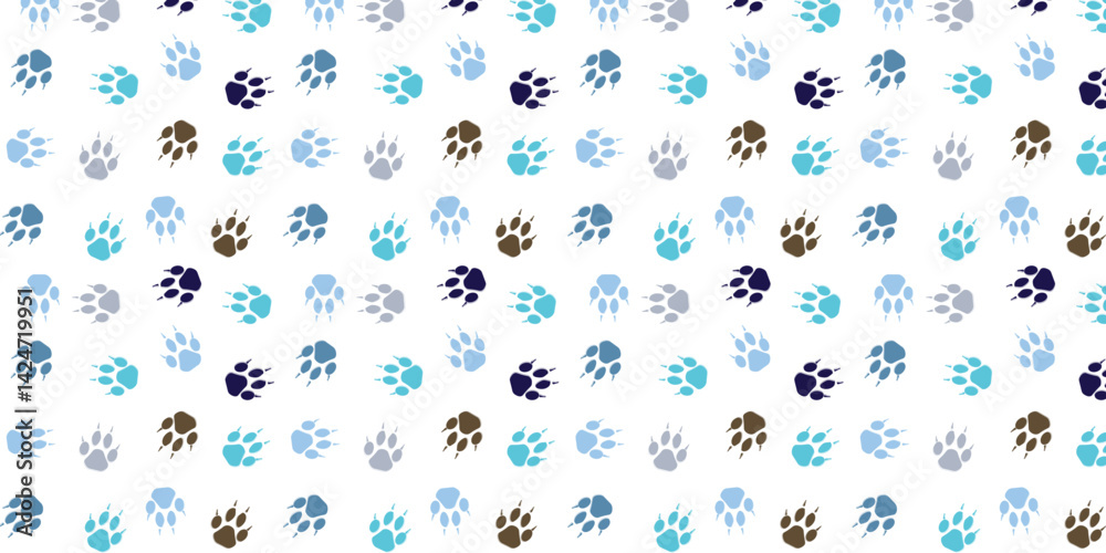scatter seamless pattern with fox footprints in multi color for textile, wrapping, fabric and other. animal footprints background. scatter seamless pattern with fox footprints in multi color for textile, wrapping, fabric and other. animal footprints background.