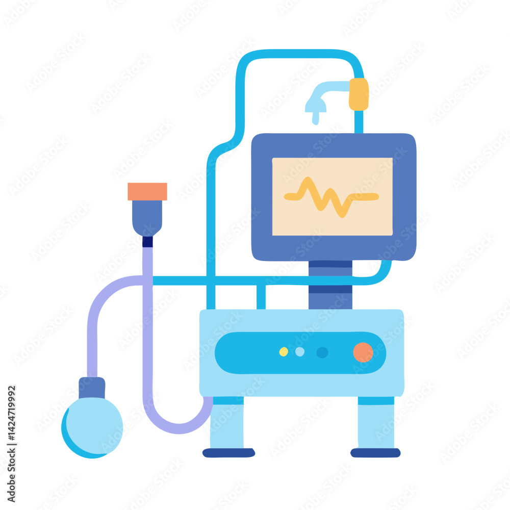 Ventilator machine icon on black background in vector Ventilator machine icon on black background in vector