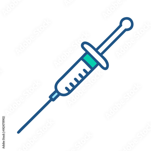 Blue and Green Syringe Injection Illustration on Black Backdrop