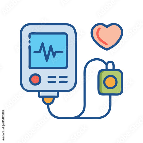 Heart Monitor with Heart Icon, Vector Illustration Design