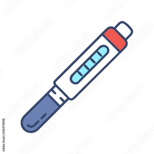 Cartoon insulin pen vector icon on a black background