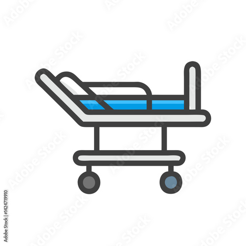 Hospital Bed Icon on Black Background Vector Illustration
