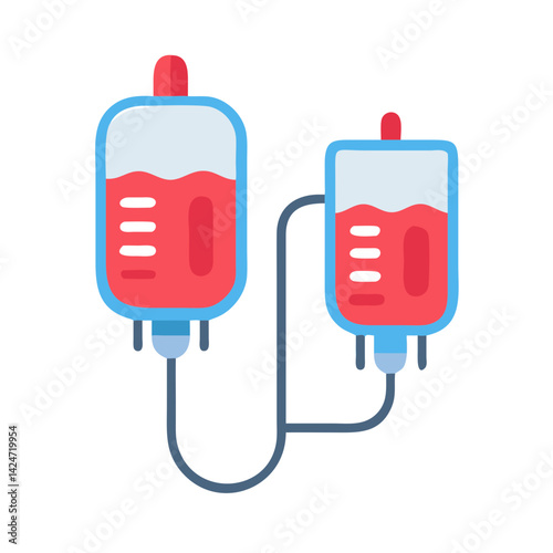 Cartoon Blood IV Drip, Transfusion Illustration on Black