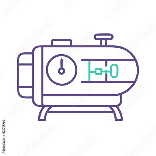 Vintage Style Air Compressor Outline Icon Illustration Isolated