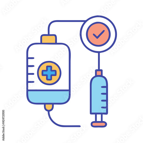 IV drip icon with syringe injection concept design