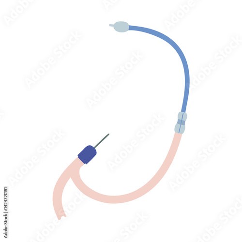 Medical IV line equipment illustration on black background