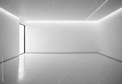 An empty room with white walls and flooring.