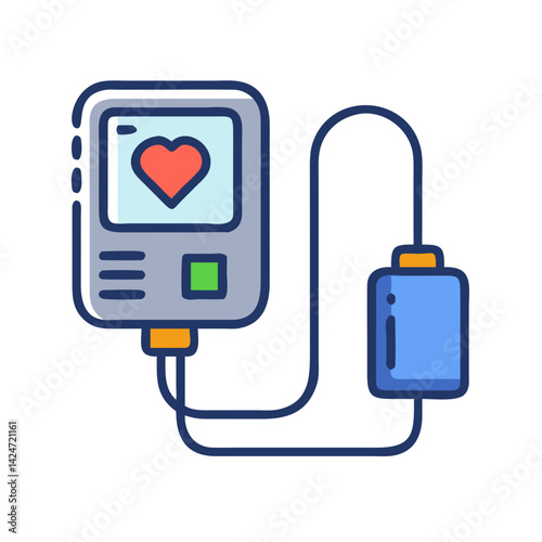 Blood pressure monitor icon. Healthcare device illustration.