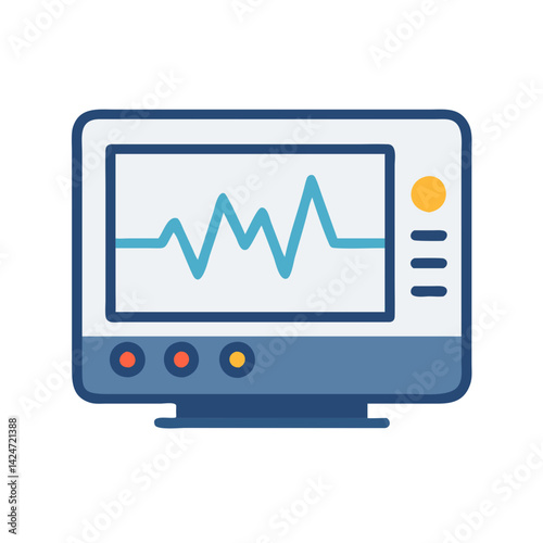 Medical Monitor with ECG Signal on Black Background