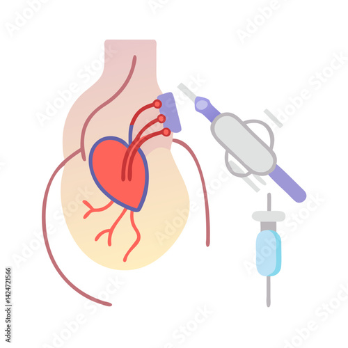 Cardiac Ablation Illustration: Heart Procedure, Medical Intervention concept