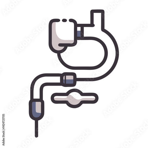 Medical illustration of a shunt system on black background photo