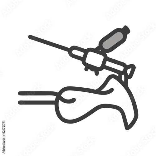 Outline Illustration of Dental X-Ray Instrument on Black Background