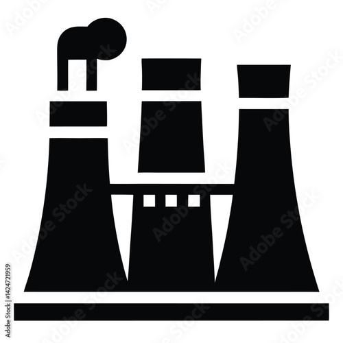 Nuclear Power Plant Pipes Silhouette Vector Icon
