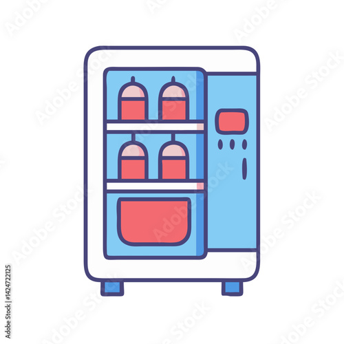Cute Cartoon Style Vending Machine Illustration on Black