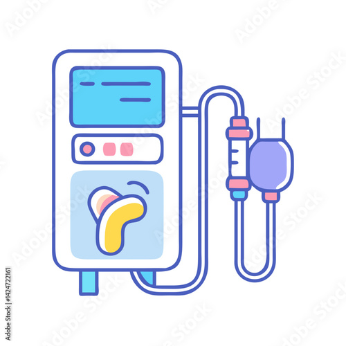 Hemodialysis Machine Cartoon Illustration for Renal Failure Treatment