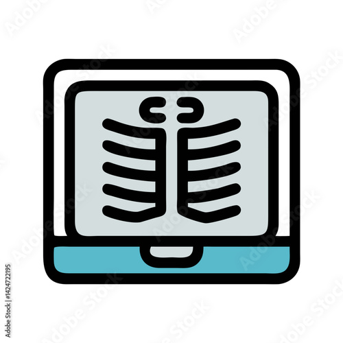 Digital X-ray Rib Cage Illustration on Black Background