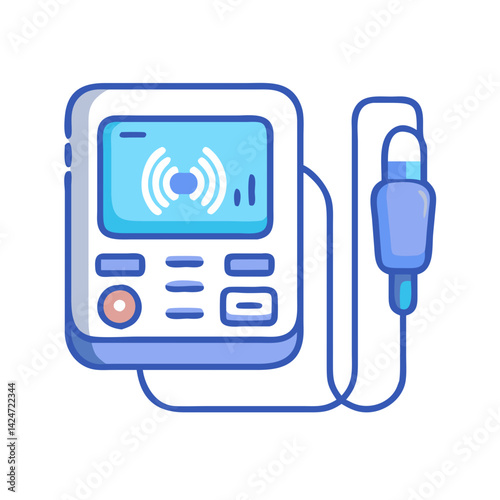 Medical Ultrasound Machine with Probe for Diagnostic Imaging