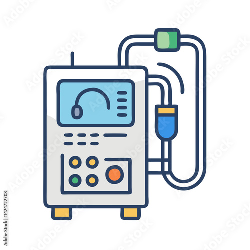 Medical device icon, dialysis machine, vector illustration