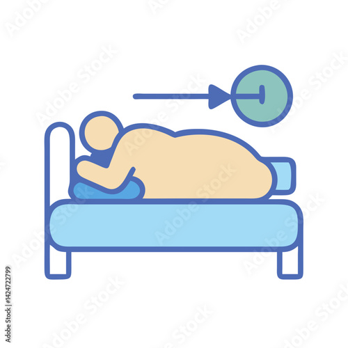 Sleep Paralysis Illustration: Person in Bed with Arrow