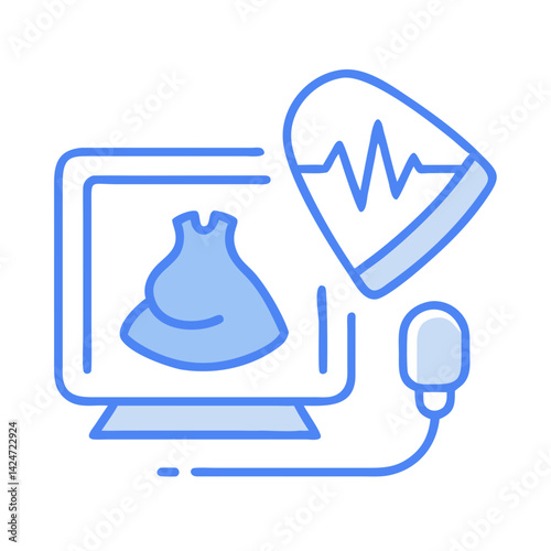 Sonography Ultrasound Icon for Pregnancy Diagnostic Medical Imaging