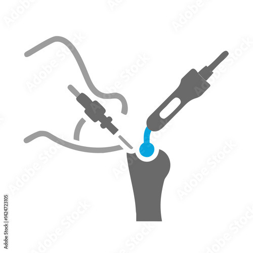 Minimally invasive hip surgery illustration, arthroscopic surgical process