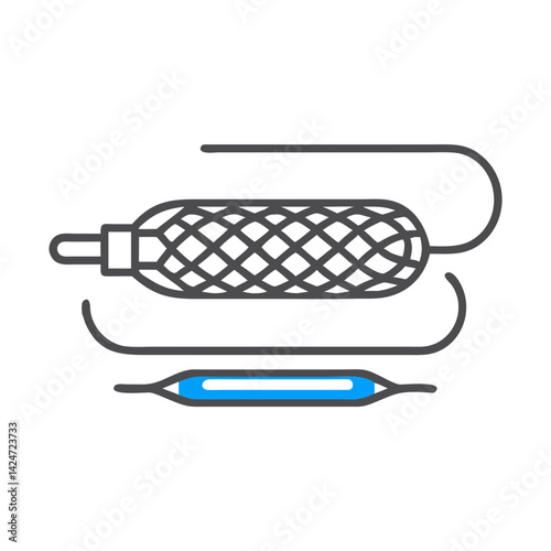 Balloon Catheter Angioplasty, Medical Device and Illustration
