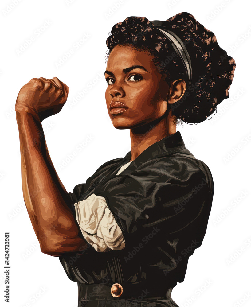 PNG Female factory worker portrait vintage style.