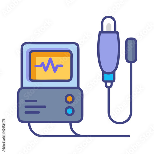 Cute Illustration of a Medical Ultrasound Machine