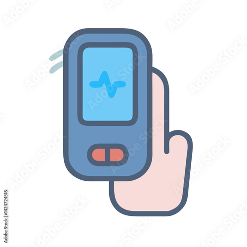 Finger Pulse Oximeter Icon, Healthcare Monitoring Device Illustration