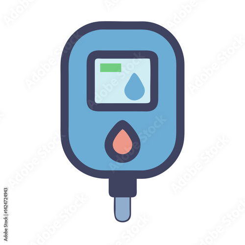 Glucose Meter Illustration, Diabetes Test, Blood Sugar Monitoring
