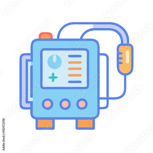 Medical Equipment Cartoon Illustration Machine on Black Background